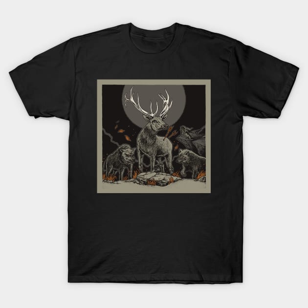 Full Moon Hunt T-Shirt by HenryBennettArt